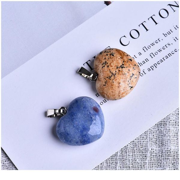 

natural crystal rock heart shape love mini crystal guardian gem chakra healing gem fashion pendant diy jewelry couple de jllunt, Black