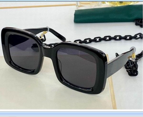 

2020 sunglasses men women black width plank frame with chian square grey glasses fashion sunglasses with box and dastbag, White;black
