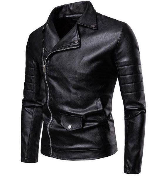 

2020 spring casual lapel men's leather jacket coat new men's diagonal zipper cardigan jackets coats jacket coat, Black;brown
