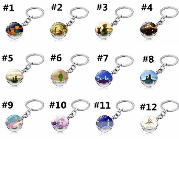 

classical fairy tale keychain double-sided glass ball little prince key ring bag car keys hanging pendant chil