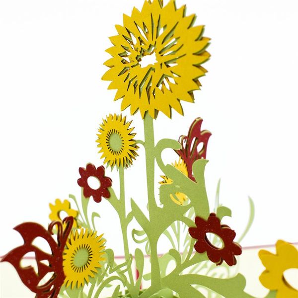 

10 pack wholesale sunflower 3d pop up card birthday gift with envelope sticker laser cut invitation greeting card postcard wmtzyn