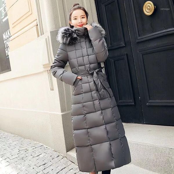 

2019 new winter new korean cotton clothing women's long section cotton women's down padded loose coat1, Black
