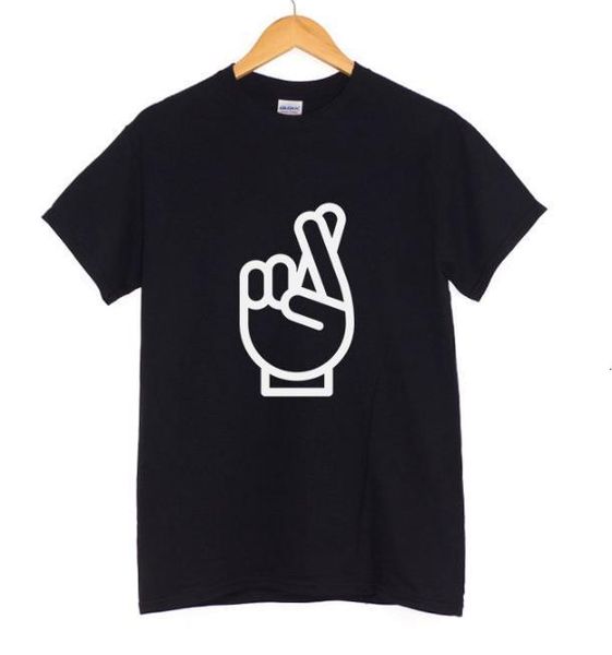 

fingers crossed print women tshirt cotton casual funny t shirts for lady tee hipster drop ship z-491, White