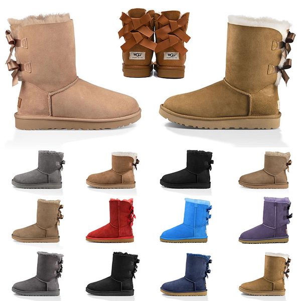 

2021 new arrival boots fur boot snow winter leather women ankle knee mini short chestnut platform lady girls fashion booties outdoor boot, Black