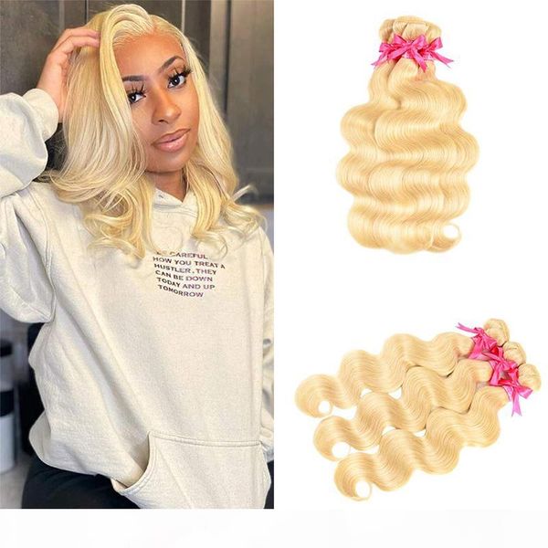 

613 blonde brazilian hair weave bundles body wave 100% human hair extension 3 bundles 613 color remy hair weave, Black