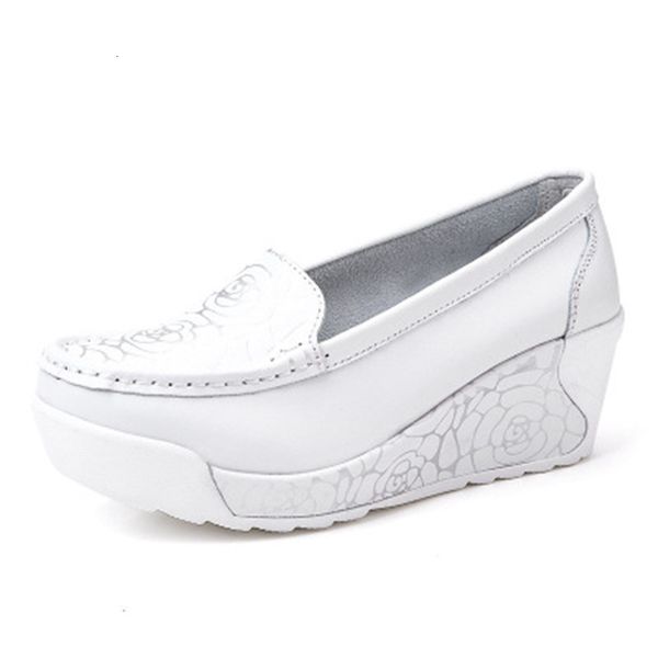 

2021 new fashionable casual women's leather loafers breath-proof slimming shoes mujer zapatos xqx5, Black;white