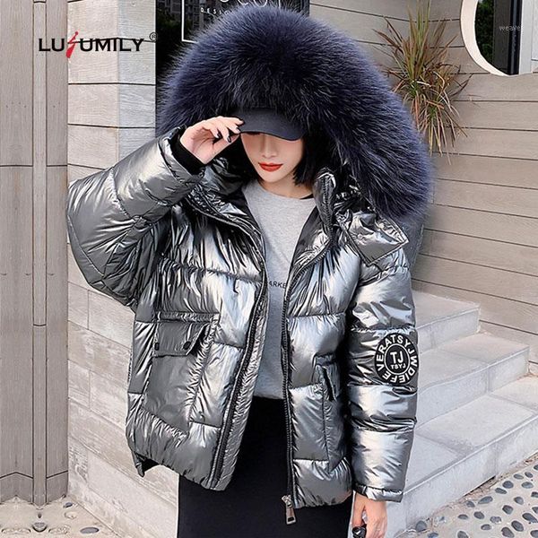 

lusumily female jacket new 2020 winter jackets and coats women warm parka big fur warm white duck dow jacket waterproof outwear1, Black