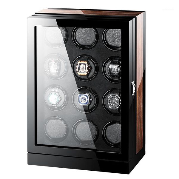 

2020 watch winder box for automatic watches wooden touch screen black accessories watches storage uhrenbeweger1, Black;blue