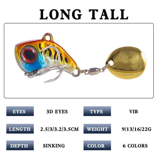 

gobygo 1pcs rotating metal vib vibration bait spinner spoon fishing lures 9g 13g 16g 22g jigs trout winter fishing ha qyljwx