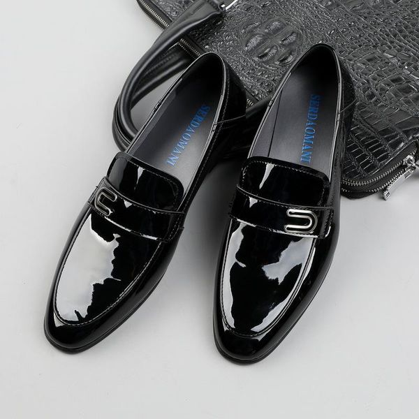 

patent leather pedal leather korean-style men shoes cover foot men's shoes business casual men's rubber fashion, Black