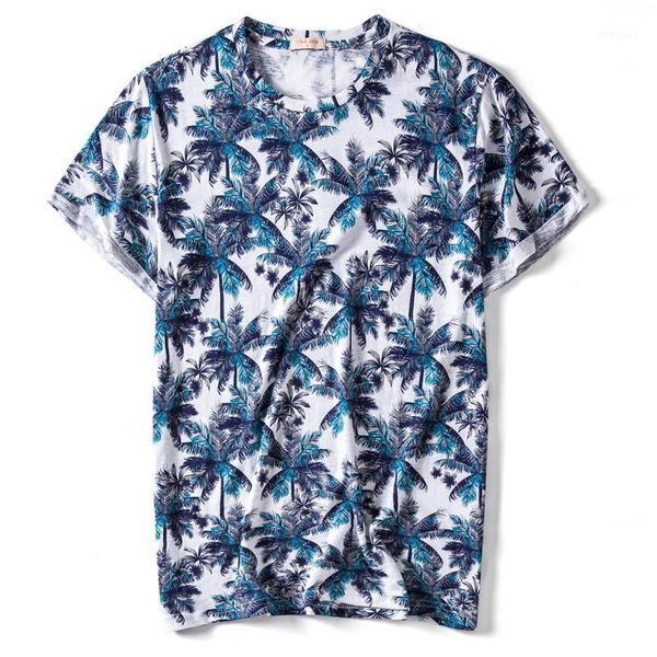 

men's t-shirts summer 2021 design 100% cotton print t-shirt men casual hawaii style t shirt o-neck tshirt high-quality male tees1, White;black