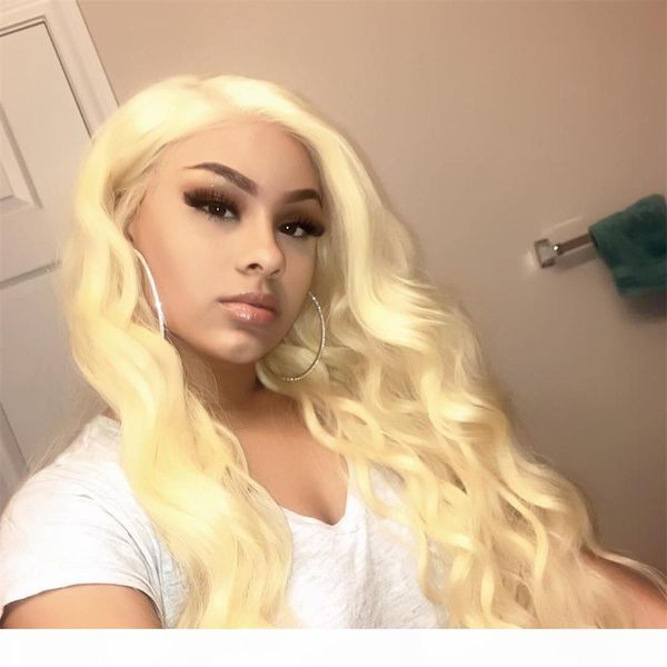 

613 blonde full lace wig human hair brazilian 613# body wave thick glueless lace front wigs with baby hair, Black;brown