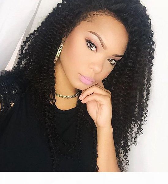 

природные hairline полные парики шнурка deep curly wave long virgin человеческих волос густые отбеленные узлы фронта шнурка парик для чернок, Black;brown