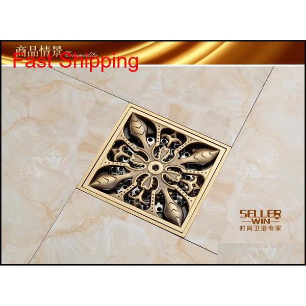 

antique brass square drain 4 inch carved bronze finished deodorant floor core bathroom accessories d090 b qylqxq toys2010