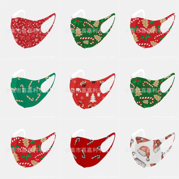 

latest chilen's anti haze and dust christmas mask ice silk christmas mask personalized custom christmas mask chilen cartoon pattern #48, Black
