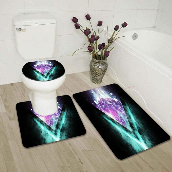 

color light bathroom floor mats toilet cover carpet kit 3d printing absorbent non-slip bathroom decorative floor mats