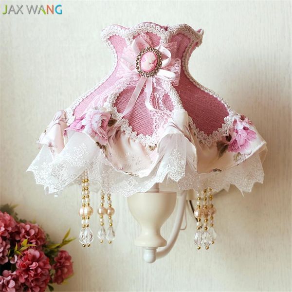 

wall lamp modern flower lace fabric lights for children room girl princess bedroom bedside lamps lighting wedding decor1