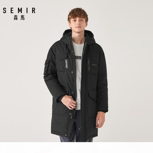 

semir long man winter 2020 casual warm new thick hooded jacket loose down gray duck cold coat men kmuvc