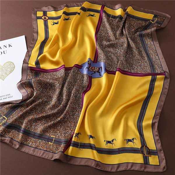 

women silk scarf luxury horse print brand square neck scarves lady foulard head band large handkerchief 2020 fashion, Blue;gray