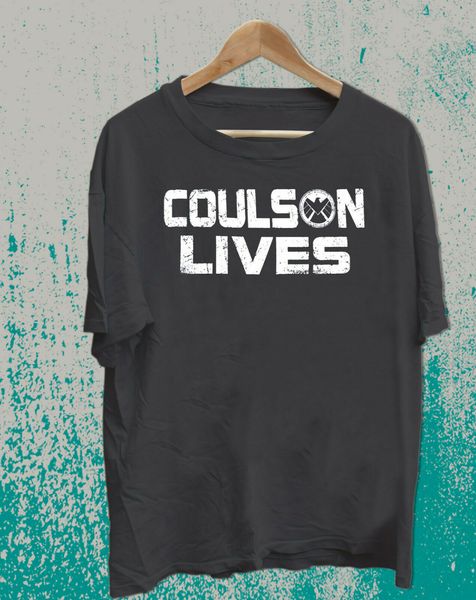 

агенты щитовых коулсон lives логотип мужская черный 100% хлопок мужчины с коротким рукавом балахон дизайнеров футболки толстовка