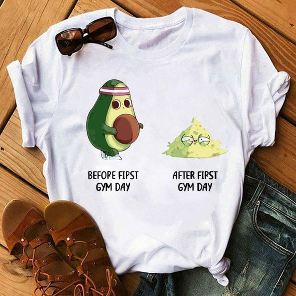 

fashion women tshirt funny cartoon avocado printed tee harajuku ulzzang graphic tee shirts cute tshirt summer female tshirt, White