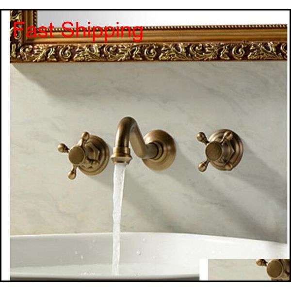 

wholesale and retail new antique brass widespread wall mounted bathroom faucet qylqbu packing2010