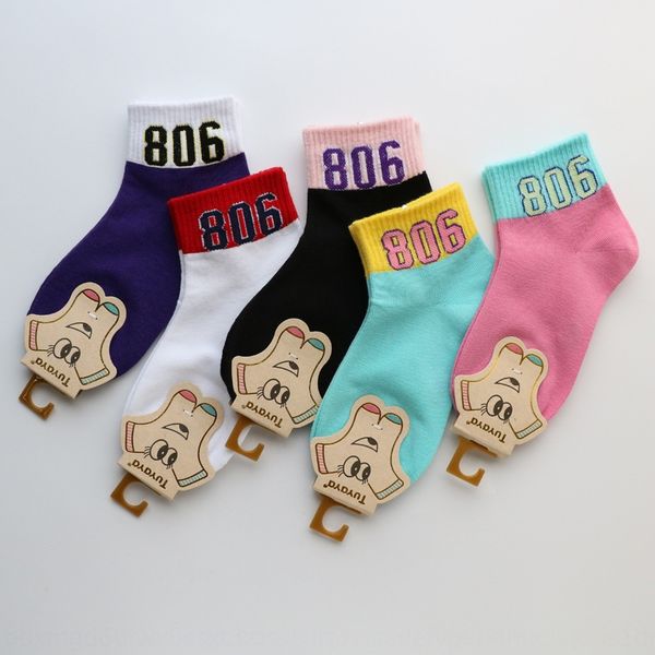 

2020 children's baby children's new autumn and winter new digital 806 color matching boys and girls baby socks medium tube socks 5, Black