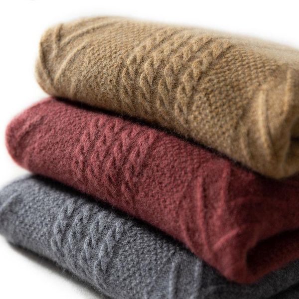 

thick cashmere sweater men's round neck bottomed sweater middle aged and young men's woolen in winter, White;black
