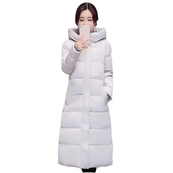 

long down jacket woman winter jacket female korean medium long plus size down overcoat ladies thick hooded parka coat, Black