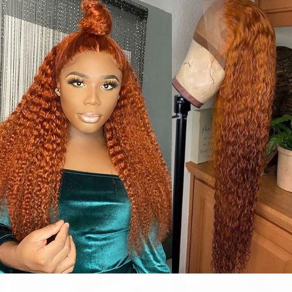 

blonde orange 13x6 lace front human hair wigs with baby hair brazilian curly 360 lace frontal wigs remy hair natural hairline full lace, Black