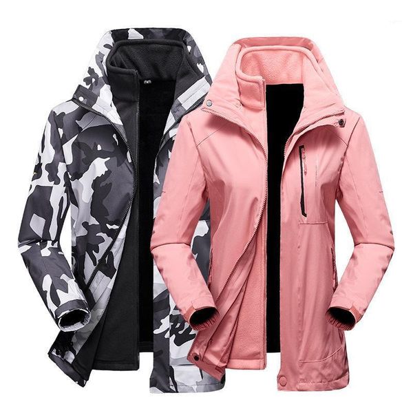 

women's 3 in 1 waterproof jacket winter warm autumn winter lightweight fleece jacket snow outdoor coat oversize sportswear1, Black;brown