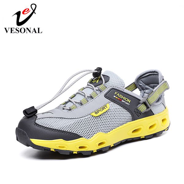 

vesonal summer mesh men's sandals sneakers men shoes casual beach outdoor wading breathable male footwear sandalias t200420, Black