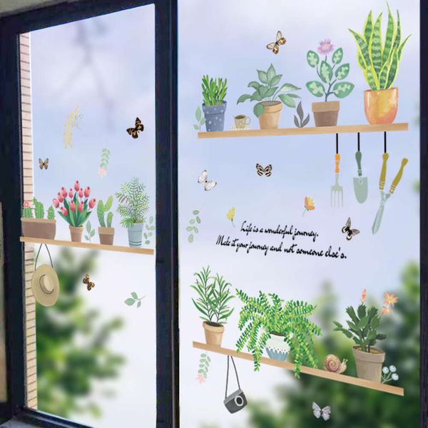 

kitchen balcony sliding 3d three dimensional potted bathroom window glass door sticker room decoration self adhive
