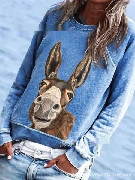 

nxf1b 2020wis selling animal print long women's saleanimalsleeve crew neck clothing8rrod, Black