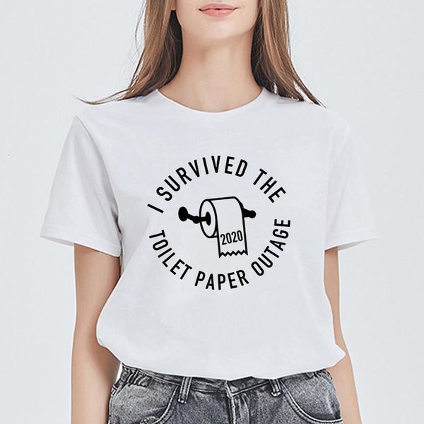 

new t shirt female daily cool toilet paper elegant casual t-shirt harajuku i survived the toilet paper outage of 2021 tshirt, White
