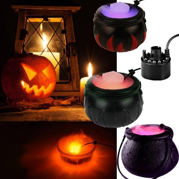 

witch pot smoke machine led humidifier color changing creepy decor halloween party diy scene layout prank toy dropship