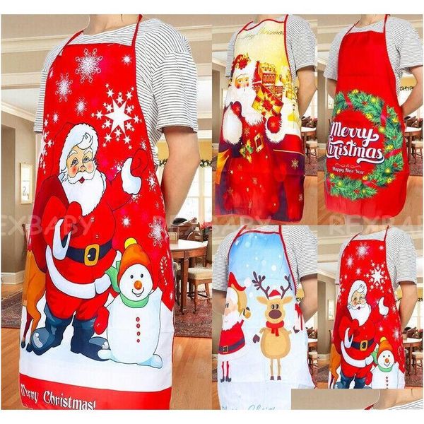 

red christmas aprons santa claus aprons women and men dinner party decor home kitchen cooking baking cleaning drawing apron 1hrke