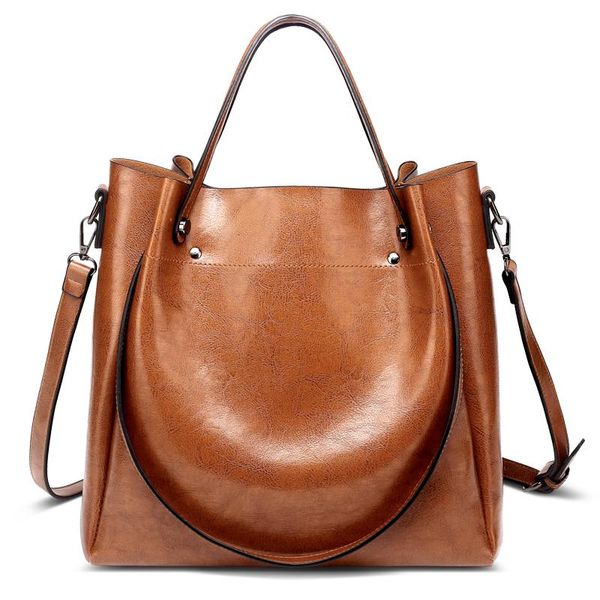 

casual large capacity women tote shoulder bag pu leather ladies bucket handbag messenger bag soft shopping crossbody