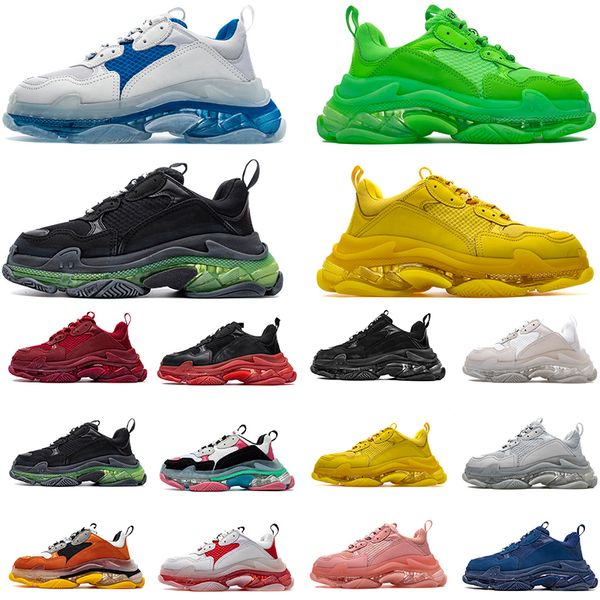 

triple s crystal bottoms mens womens casual shoes designer paris 17fw sneakers vintage dad platform women 2020 flats trainers, Black