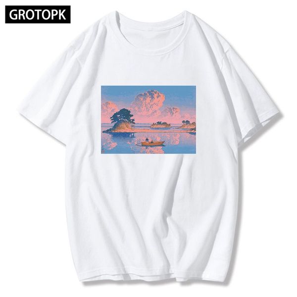 

vintage aesthetics japanese style landscape casual short sleeve oversized tshirt streetwear homme sport hooded sweatshirt hoodie men t shirt
