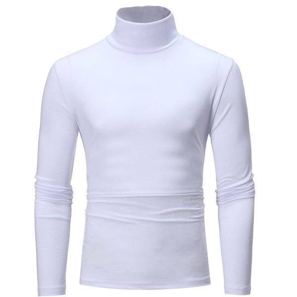 

men's sweaters men sweater fashion solid color long sleeve turtle neck slim t-shirt bottoming autumu winter casual cloth, White;black