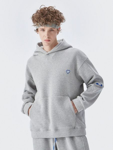 

men pouch pocket heart patch hoodie u109#, Black