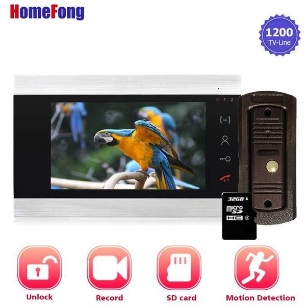 

video door phones homefong 7 inch intercom system with motion sensor phone doorbell camera record unlock day night1