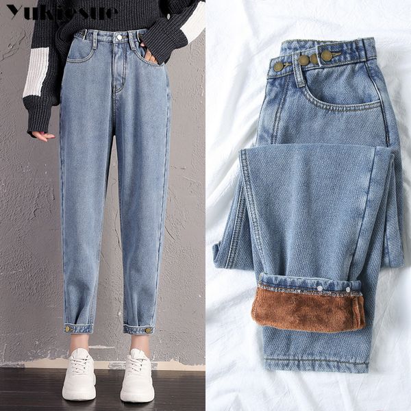 

velvet jeans for women winter warm vintage streetwear straight denim pants black blue beige fleece mom jeans women plus size 210202