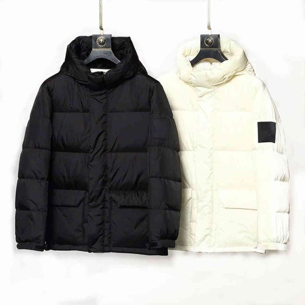 

men's designer winter embroidery patterns down jacket hooded jackets coats clothe men women couples parka outerwear thick coat zx, Black
