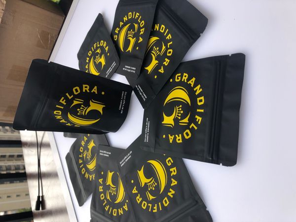 

hologram and flavors grandiflora proof label smell bags cookies stickers black mylar bags yellow bags medicated local edibles qylgw