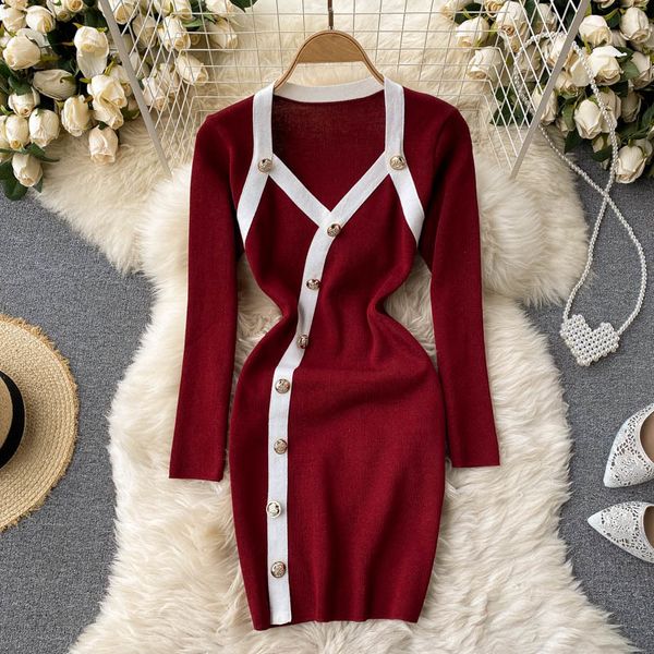 

2021 new singiny design mesh pencil women's long thin autumn sweater short dress dasd, Black;gray