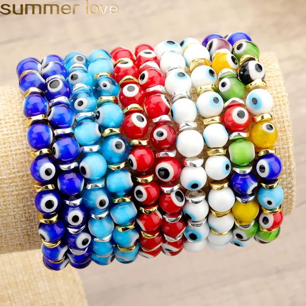 

turkey blue eyes bracelet women handmade pulseras lucky turkish evil blue eye beads bracelets friendship jewelry, Golden;silver