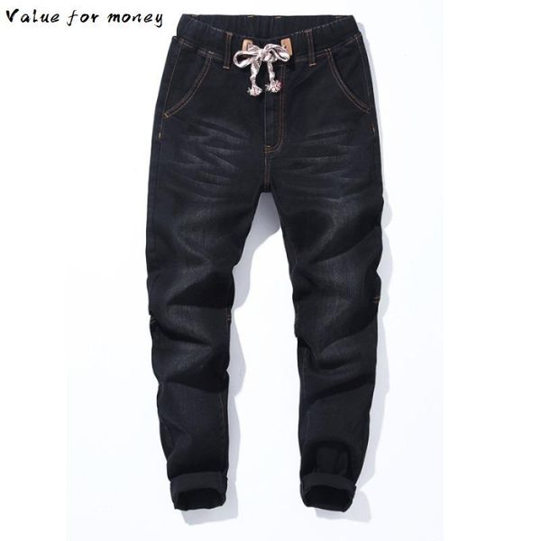 

silentsea loose summer men's jeans large sizes harlan jeans 7xl men clothing man baggy trousers elastic waist male, Blue