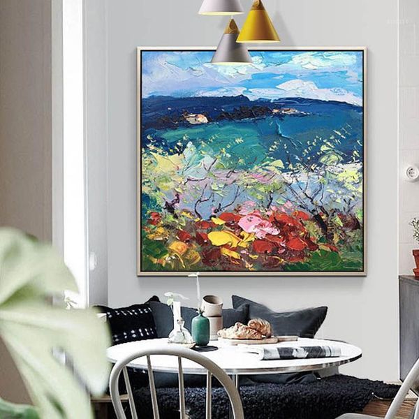 

100% hand painted abstract colorful scenery painting on canvas wall art frameless picture decoration for live room home decor1
